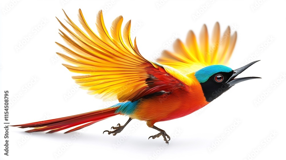 Fototapeta premium Vibrant Sunbird in Flight: A Symphony of Colors