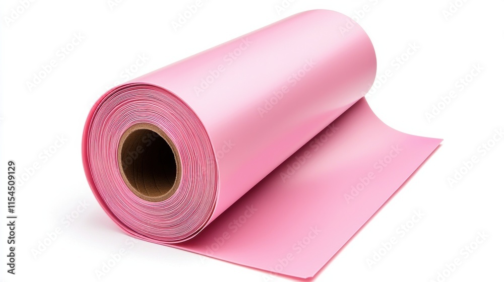 Pink fabric roll or sheet on plain background with minimalist design Pink fabric roll or sheet on plain background with minimalist design