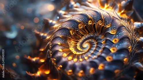 A spiral shell with intricate patterns, symbolizing the universe and divine geometry photo