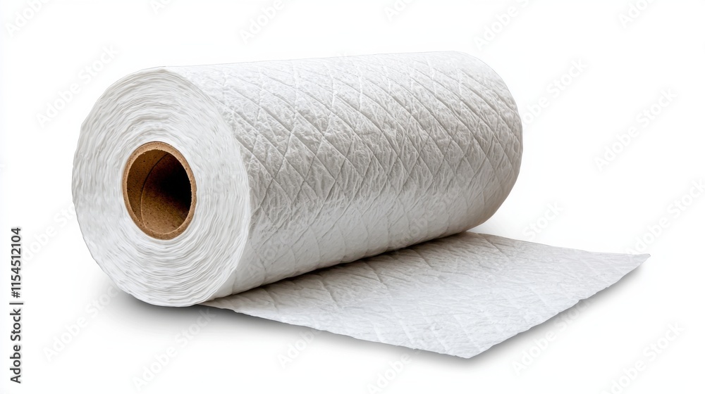 Fototapeta premium Pristine White Fabric Roll on Plain Studio Background