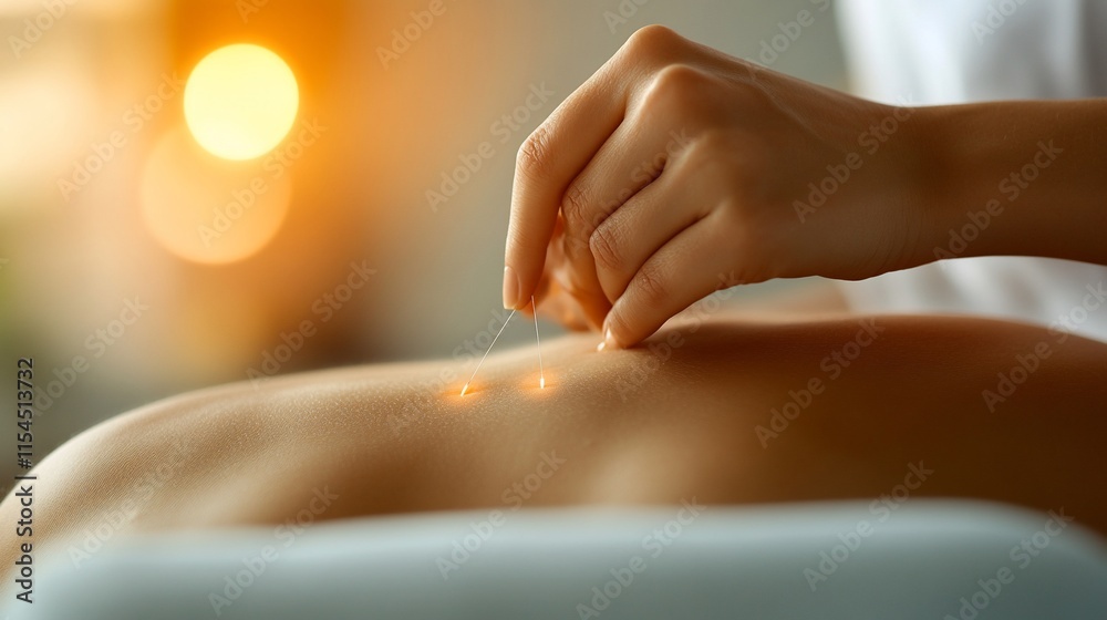 custom made wallpaper toronto digitalA hand performing acupuncture on a person's back, focusing on wellness.