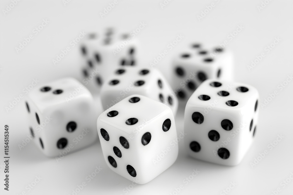 Random Arrangement of Traditional Six-Sided Dice Symbolizing Chance and Anticipation Random Arrangement of Traditional Six-Sided Dice Symbolizing Chance and Anticipation