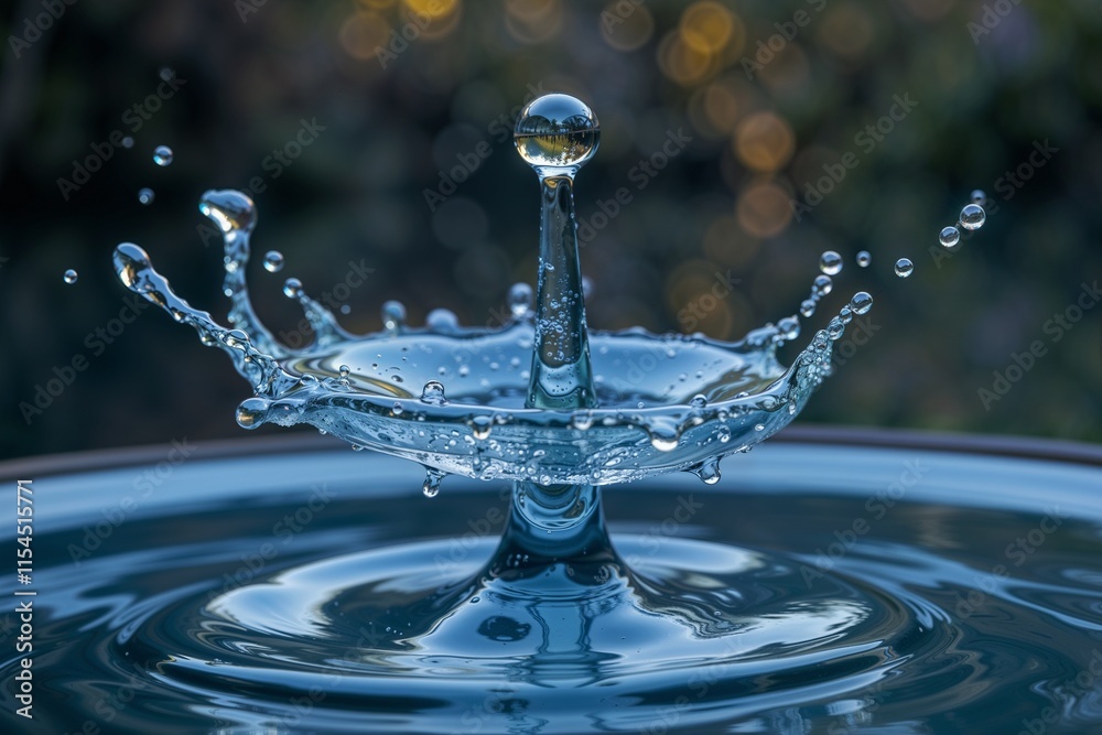 Water drop crown splash in blue-green hues Water drop crown splash in blue-green hues