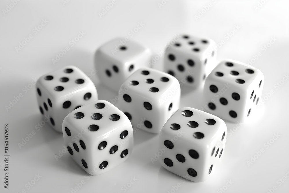 Random Arrangement of Traditional Six-Sided Dice Symbolizing Chance and Anticipation Random Arrangement of Traditional Six-Sided Dice Symbolizing Chance and Anticipation