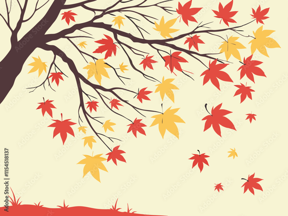 illustration of Autumn maple leaves blowing in the air illustration of Autumn maple leaves blowing in the air