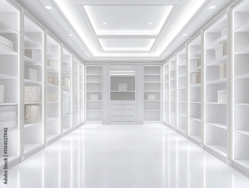 A vast, empty walk-in closet with high-end finishes, ready to be transformed into a personal dressing sanctuary. The space evokes a sense of luxury and potential. A vast, empty walk-in closet with high-end finishes, ready to be transformed into a personal dressing sanctuary. The space evokes a sense of luxury and potential.