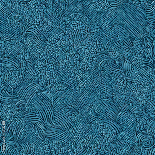 Intricate Abstract Blue Pattern with Textured Details, Complex abstract blue pattern with detailed textures and organic shapes, ideal for backgrounds, product designs, and creative branding projects