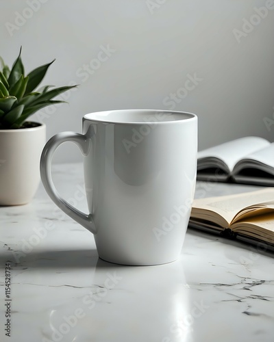 mockup mug of coffee and books photo