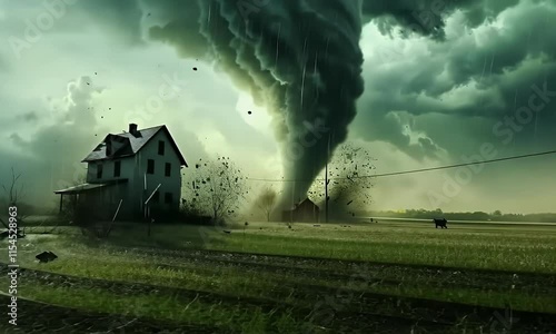 Tornado Approaching House in Field