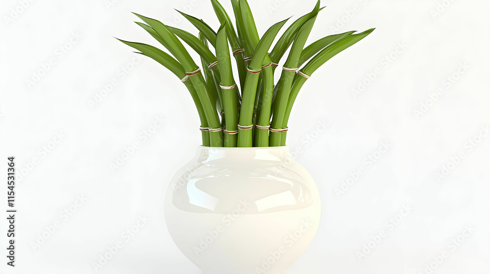 Elegant and Minimalistic Indoor Plant Display in a White Ceramic Pot with Fresh Green Stems Elegant and Minimalistic Indoor Plant Display in a White Ceramic Pot with Fresh Green Stems