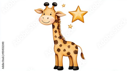 Cute Cartoon Giraffe Character with Star photo