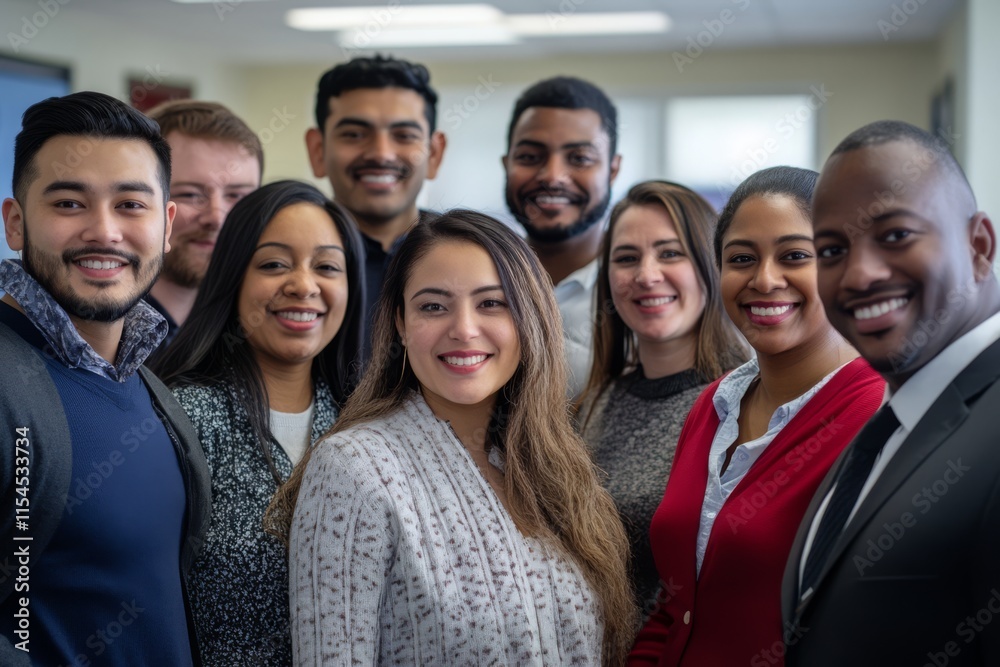 Happy Coworkers Posing Together in Office Environment