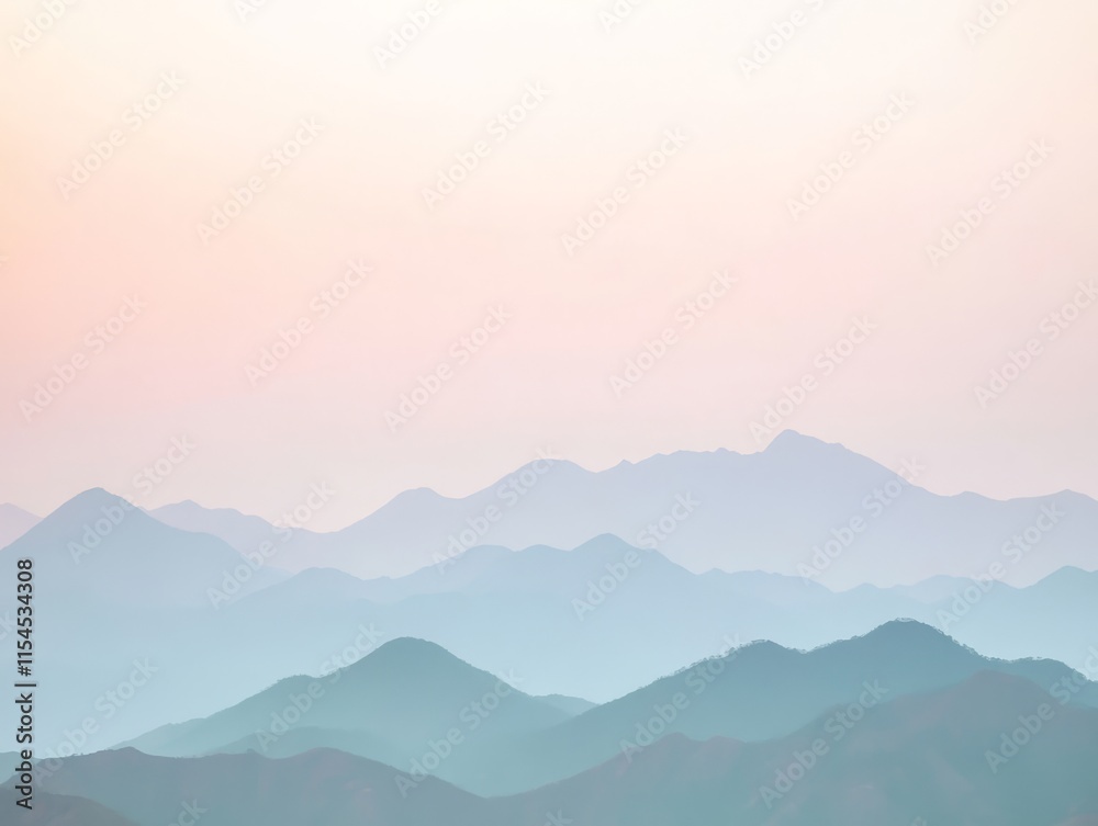 Obraz premium Pastel Sky Over Fading Mountains at Dusk