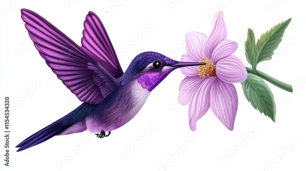 Obraz premium Captivating Hummingbird Hovering Near Vibrant Floral Blossom in Nature