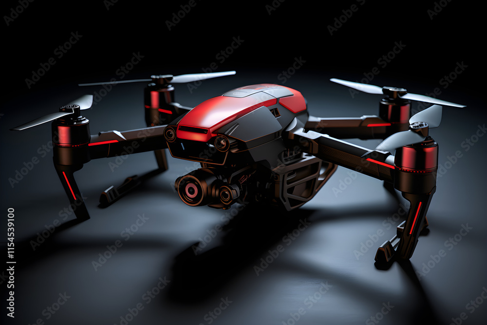 Obraz premium High-Performance DD Drone with Advanced Imaging Capabilities Set Against a Technological Background