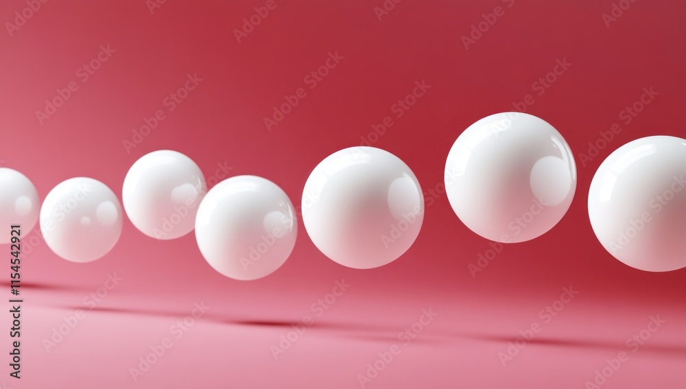 White spheres floating on pink background. White spheres floating on pink background.