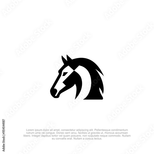 Graceful and commanding horse head logo, embodying strength, freedom, and elegance for a timeless brand identity