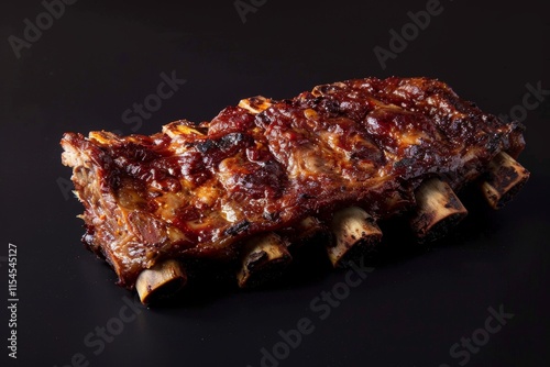 Finger lickin good barbecued ribs smothered in zesty and flavorful basting sauce photo