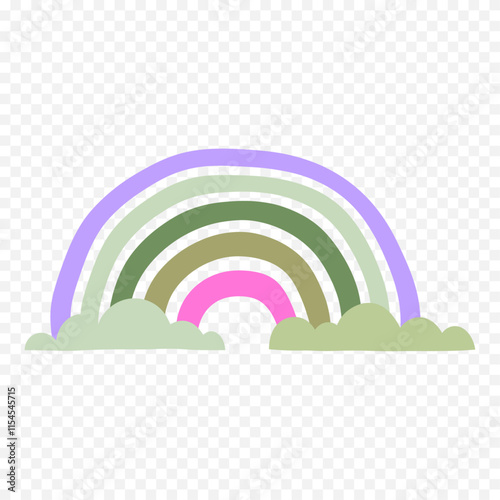 Hand drawn rainbow element. Boho rainbow hand drawn illustration