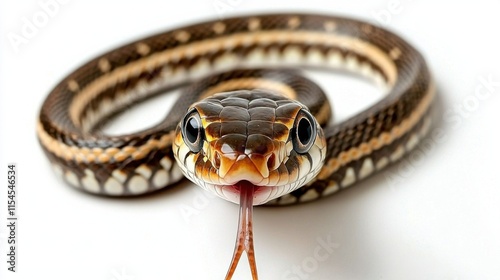 Coiled Venomous Snake with Striking Scales and Sinister Presence in Natural Environment