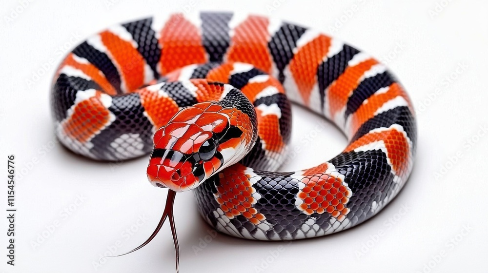Naklejka premium Vibrant Striped Venomous Snake Coiling in Tropical Nature