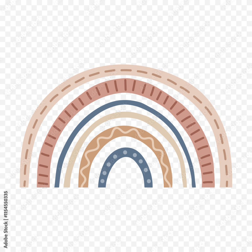 Naklejka premium Hand drawn rainbow element. Boho rainbow hand drawn illustration