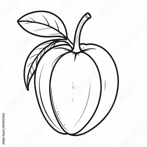 Mango Isolated Vector Illustration Hand Drawn Coloring Page for Kids