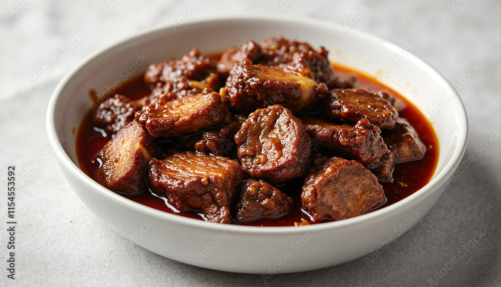 Tender Beef Bourguignon in Minimalist White Bowl Style Close-Up Tender Beef Bourguignon in Minimalist White Bowl Style Close-Up