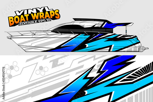 Graphic boat vinyl wrap sticker design