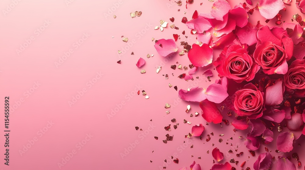 Valentine's Day or Wedding Background with Beautiful Roses. Concept for a romantic party invitation or love message. Premium and luxurious Ai-Generative. Valentine's Day or Wedding Background with Beautiful Roses. Concept for a romantic party invitation or love message. Premium and luxurious Ai-Generative.