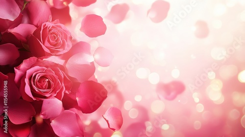 Valentine's Day or Wedding Background with Beautiful Roses. Concept for a romantic party invitation or love message. Premium and luxurious Ai-Generative.