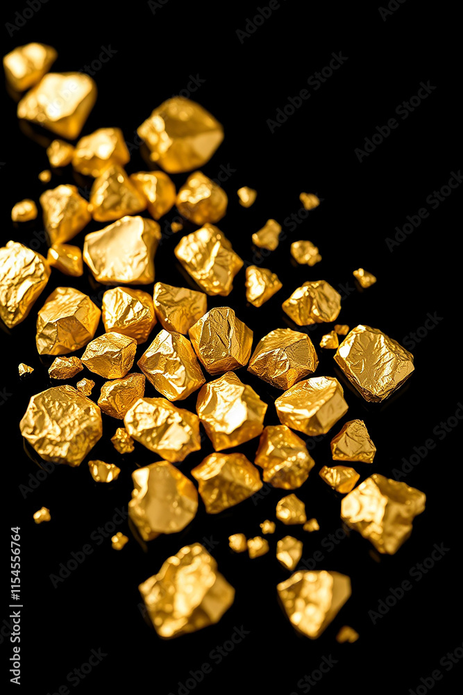Gold Nuggets on Black Background Gold Nuggets on Black Background