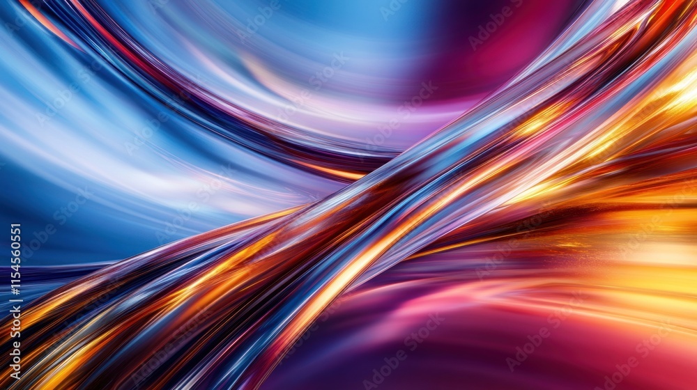 Abstract vibrant swirling metallic streaks, blue, orange, red hues. Abstract vibrant swirling metallic streaks, blue, orange, red hues.