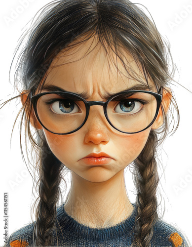 Angry Little Girl Cartoon photo