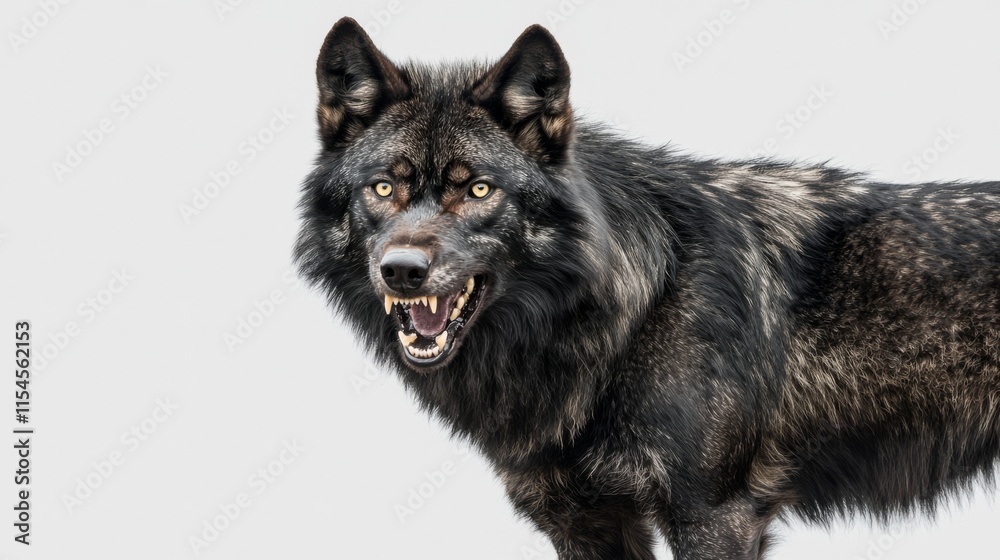 Fototapeta premium Majestic Black Wolf Portrait: A Captivating Canine Close-Up