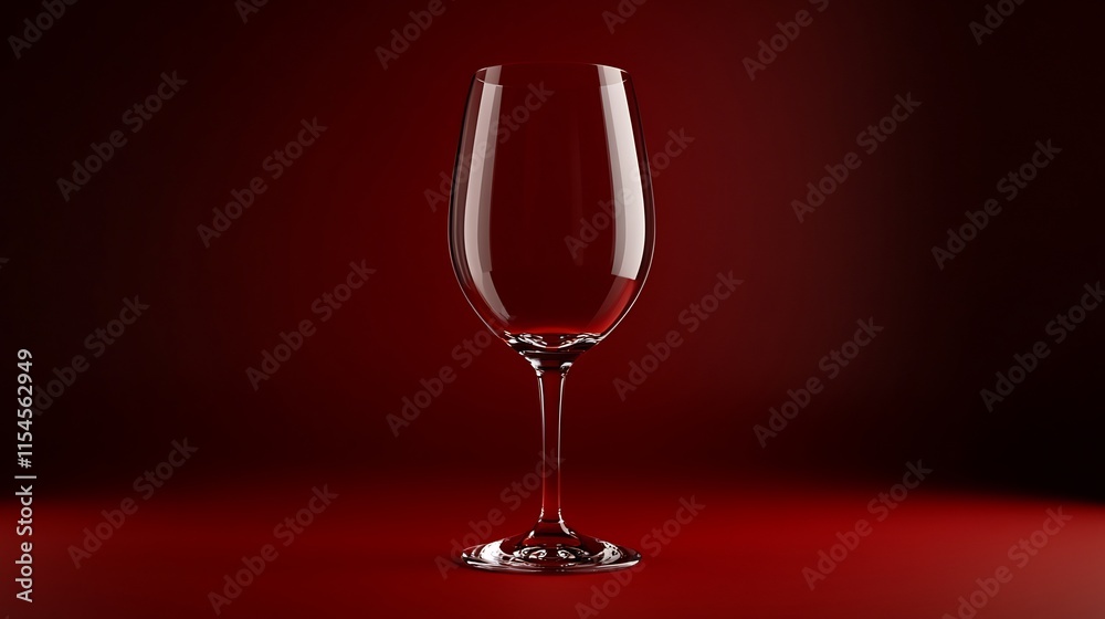 Elegant Empty Wine Glass on Red Background: A Still Life Elegant Empty Wine Glass on Red Background: A Still Life