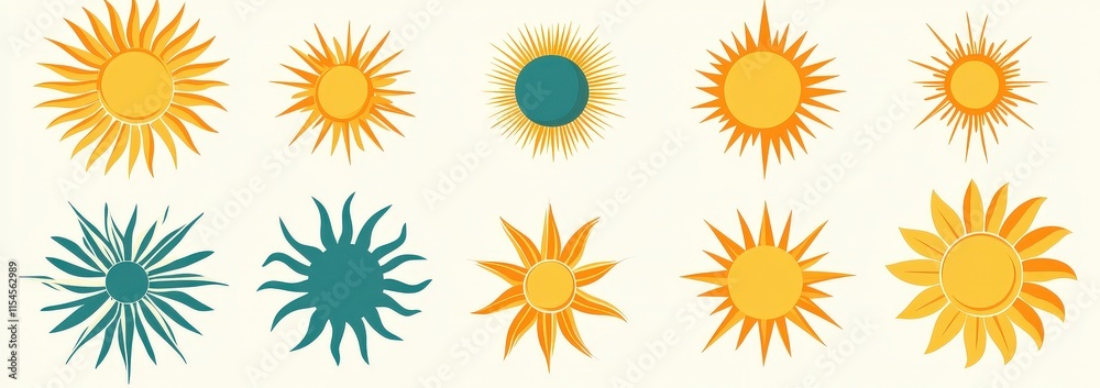 Radiant Suns Collection: A Variety of Sun Illustrations for Summer Designs Radiant Suns Collection: A Variety of Sun Illustrations for Summer Designs