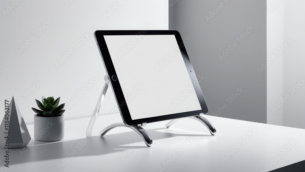 Modern Tablet Display Stand with Minimalist Decor Modern Tablet Display Stand with Minimalist Decor