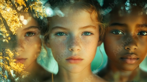 youthled climate action driving global change, highlighting impactful leadership close up, focus on passionate youth advocates, whimsical, overlay, natural reserves as backdrop photo