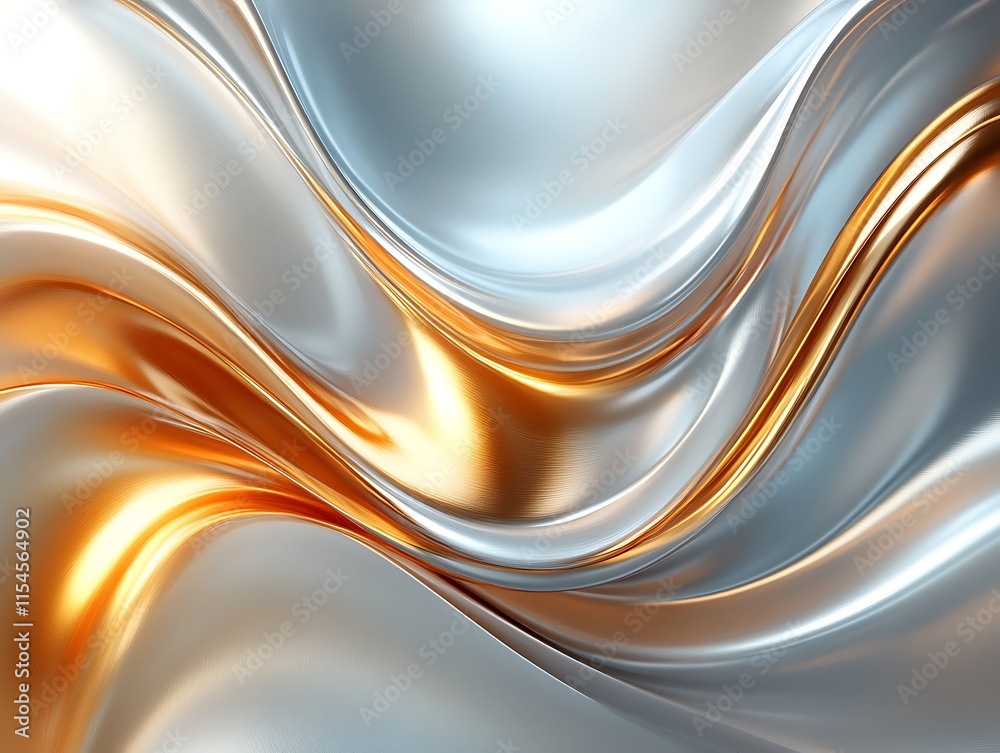 Obraz premium Abstract gold and silver liquid wave.