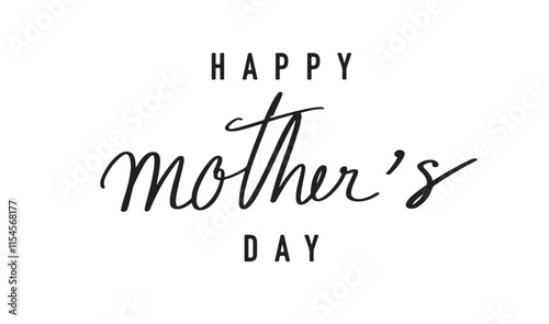 Happy mother day text font calligraphy script hand written black color label design decoration ornament woman day february march month international awareness beautiful mother woman female lady girl