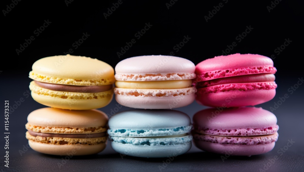Colorful macarons arranged on a table Colorful macarons arranged on a table