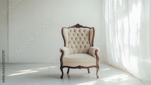 Elegant High Back Tufted Chair in Stylish Setting