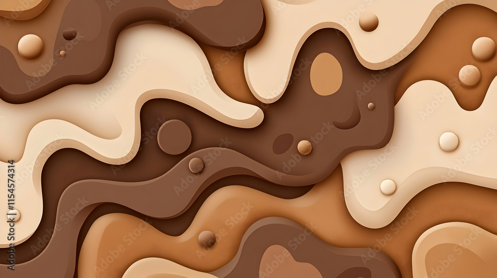 Fototapeta premium Abstract Brown Liquid Wave Background Texture Design for Website or Packaging.