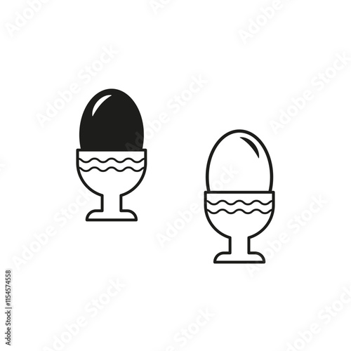 Egg cup icon. Boiled egg graphic. Breakfast holder vector. Minimal food symbol.