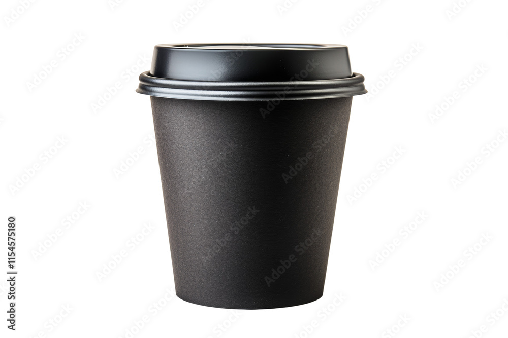 A black coffee cup with a lid A black coffee cup with a lid