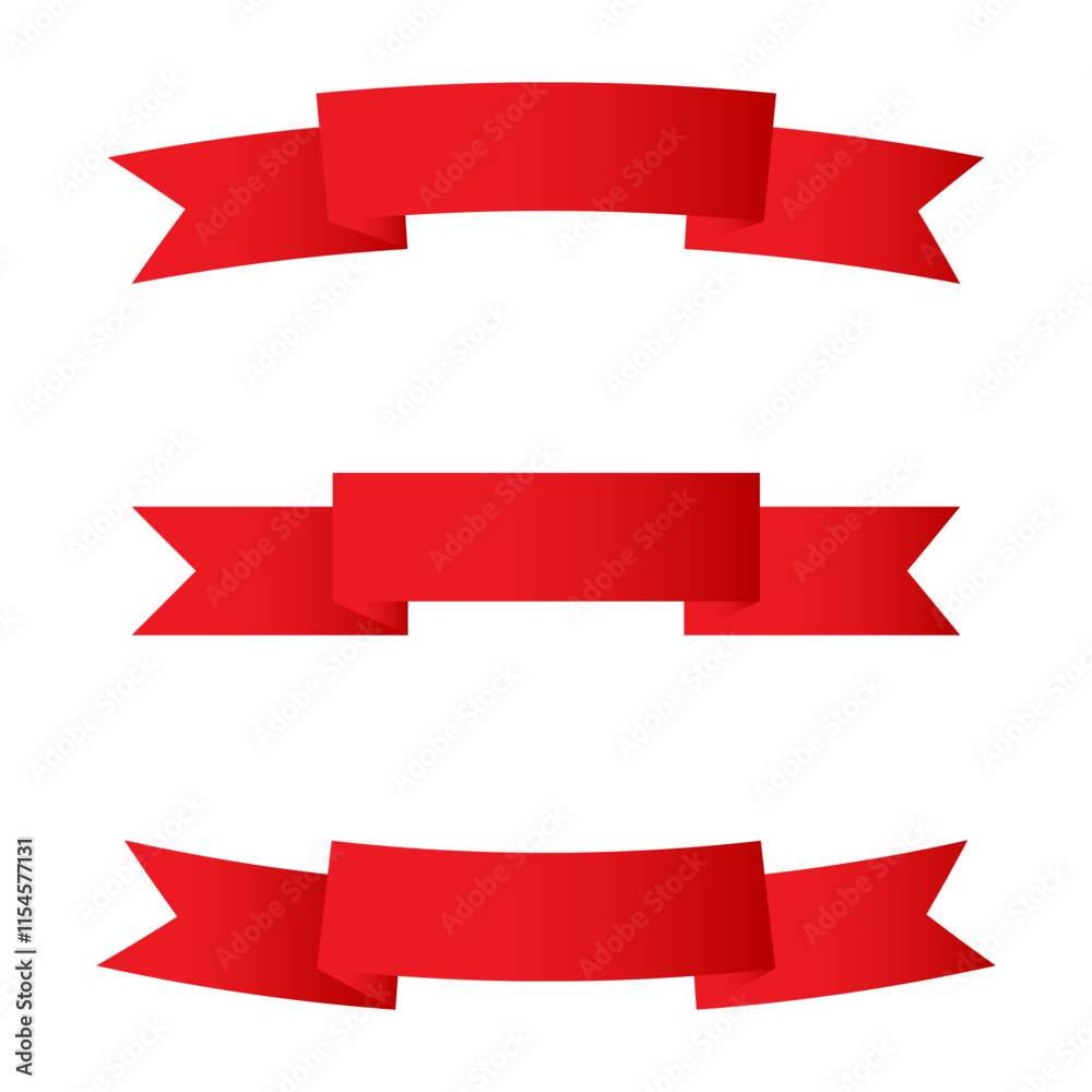 Red ribbon banners. Elegant decorative shapes. Bright red vector ribbons. Red ribbon banners. Elegant decorative shapes. Bright red vector ribbons.