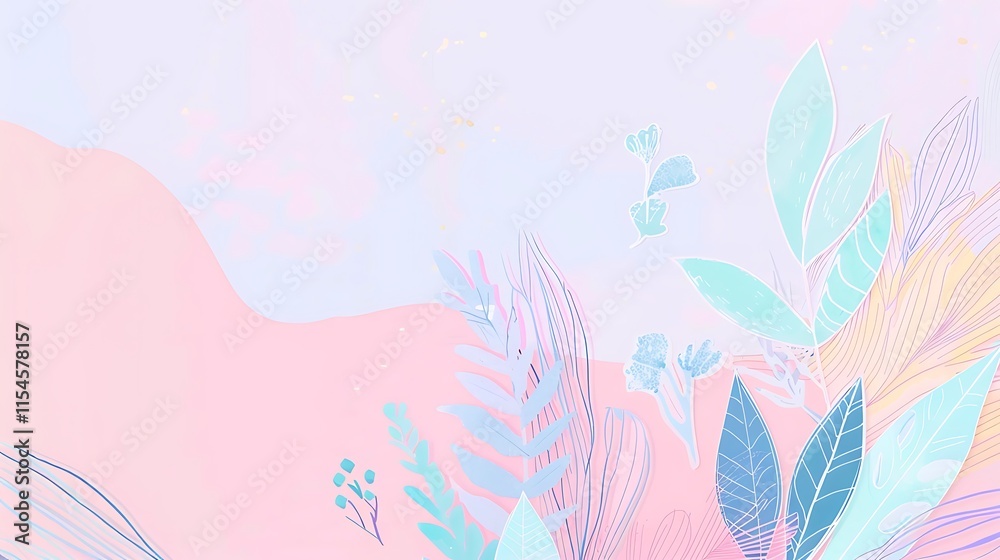 A dreamy pastel wallpaper with watercolor-style backgrounds in pink and lavender, highlighted by delicate floral and leafy elements, creating a calming and sophisticated visual. 8k UHD, suitable A dreamy pastel wallpaper with watercolor-style backgrounds in pink and lavender, highlighted by delicate floral and leafy elements, creating a calming and sophisticated visual. 8k UHD, suitable