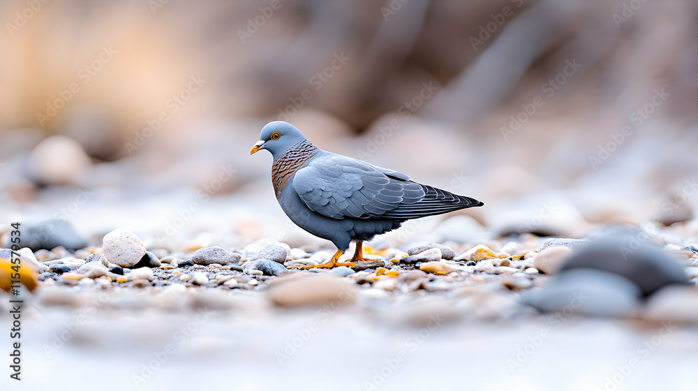 Blue Rock Pigeon foraging pebbles nature wildlife background. Blue Rock Pigeon foraging pebbles nature wildlife background.