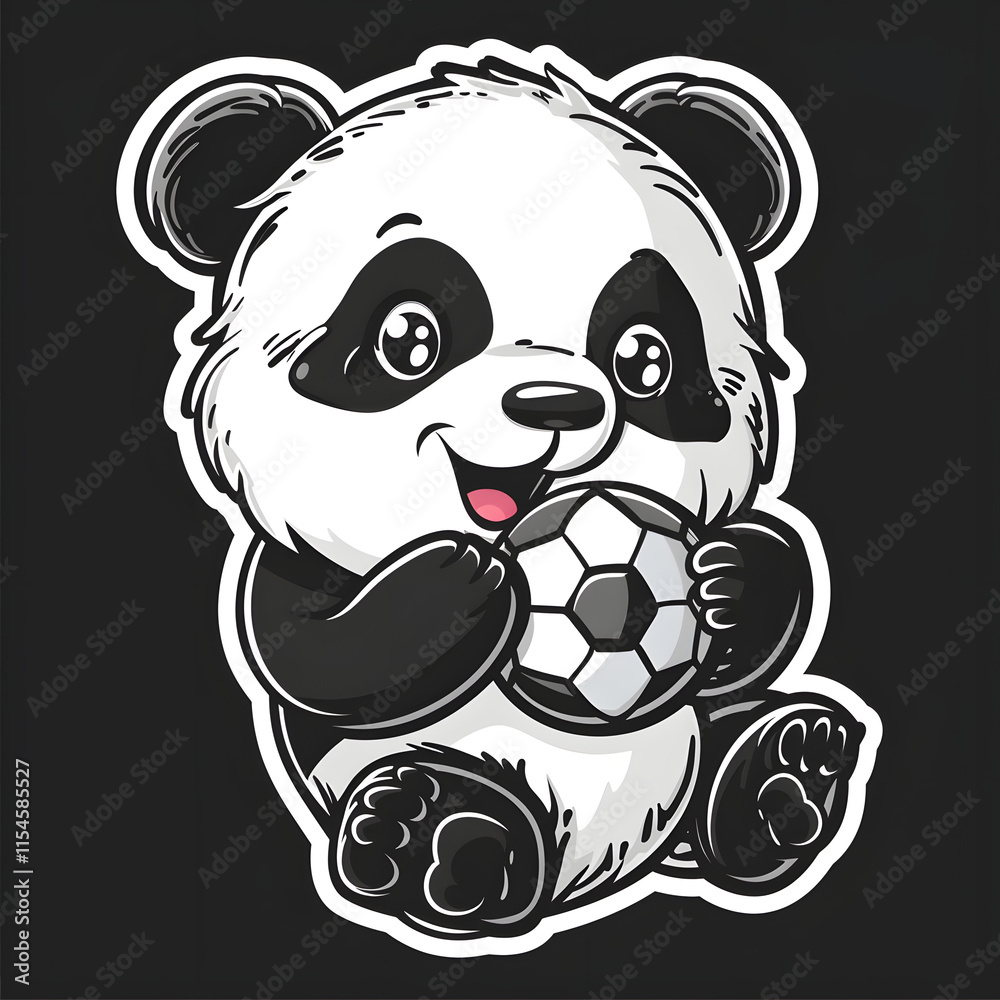 A panda bear is holding a soccer ball A panda bear is holding a soccer ball